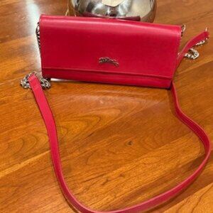 Longchamp Red Leather Crossbody Bag, NWOT